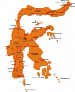 Small map of Sulawesi in Indonesia